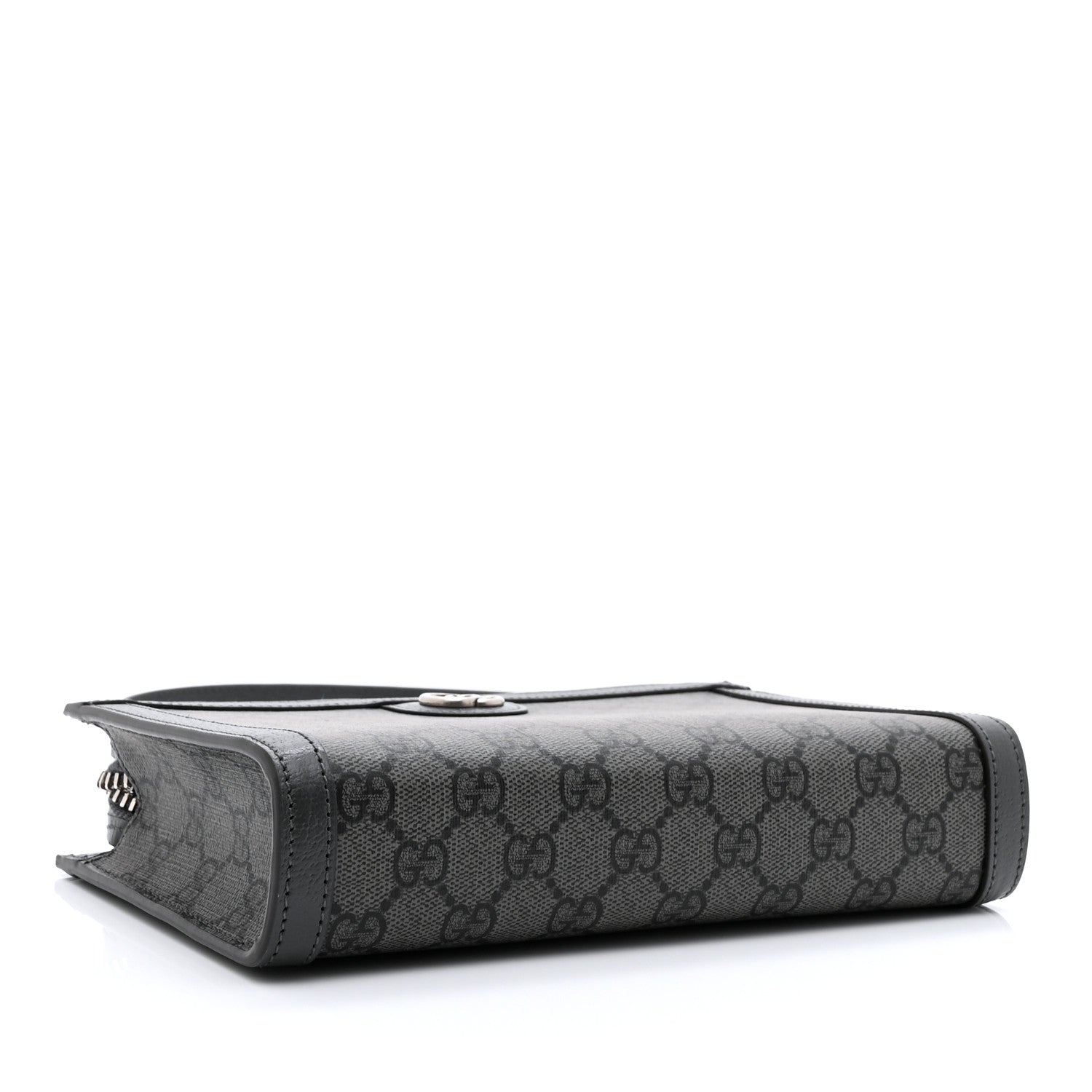 Gucci GG Supreme Monogram Textured Dollar Calfskin Web Small Ophidia Shoulder Bag  Grey Black Graphite Grey 4 of 10