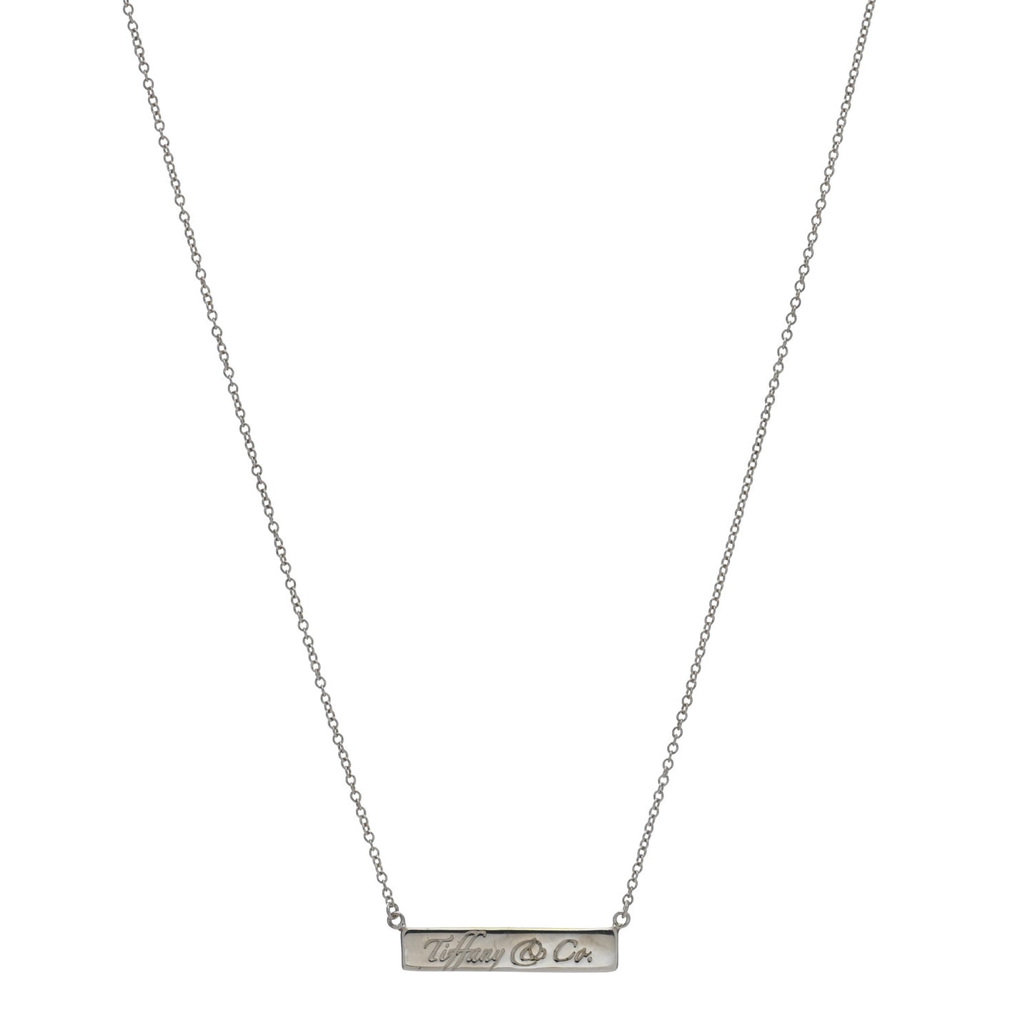 Sterling Silver Logo Bar Pendant Necklace