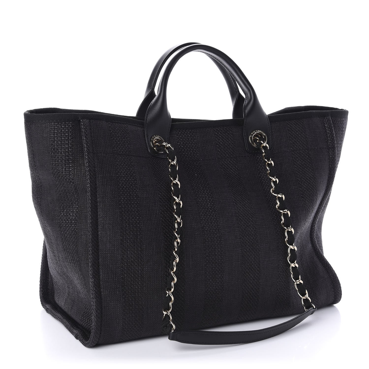 Chanel Mixed Fibers Calfskin Striped Medium Deauville Tote Black 3 of 10