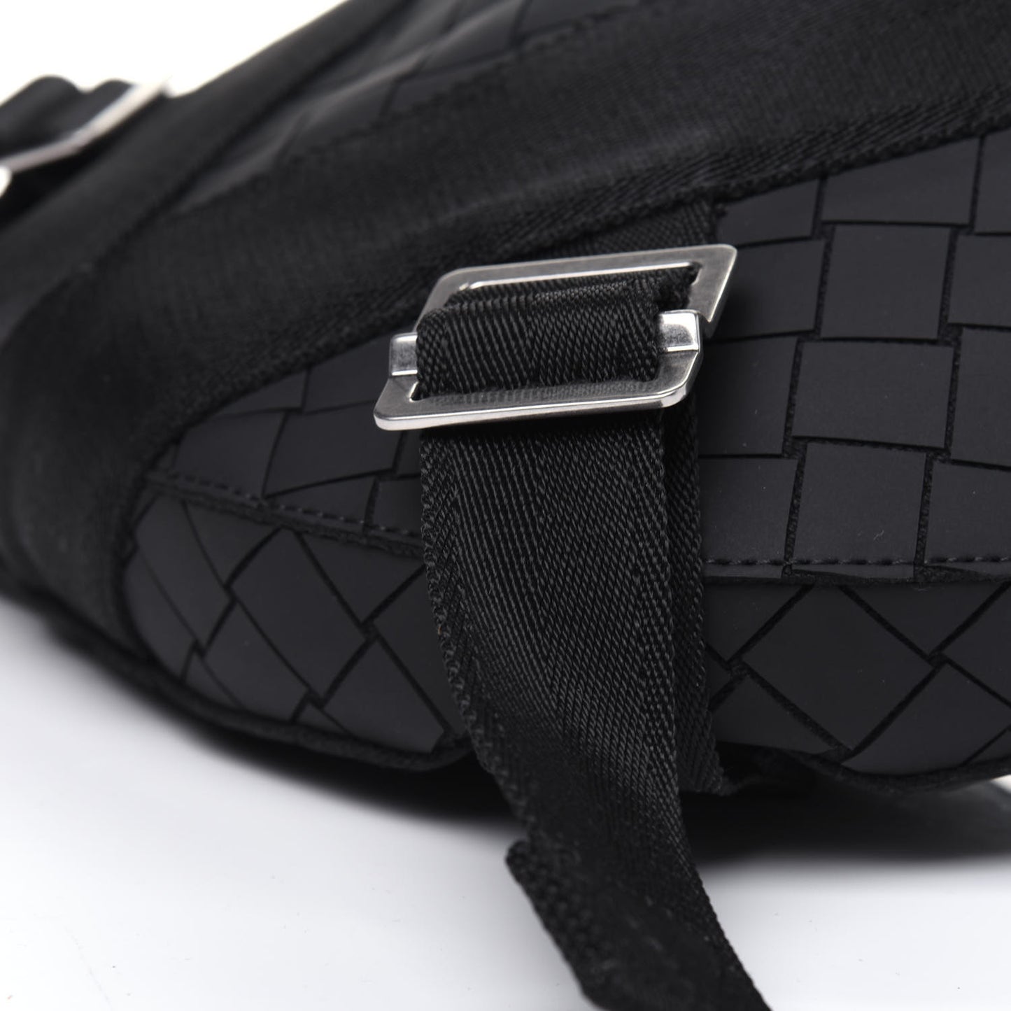Nappa Intrecciato Carved Panels Belt Bag Black