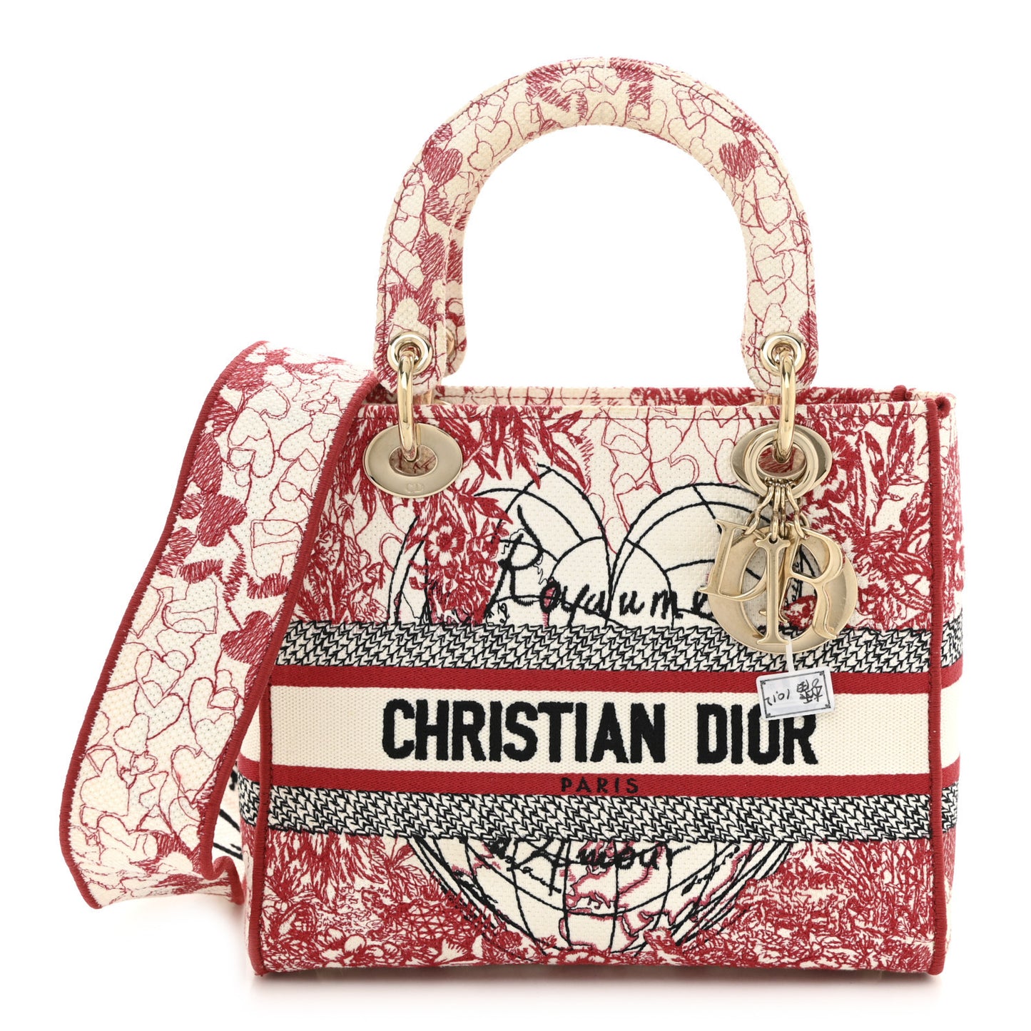 Canvas Embroidered Medium Dioramour D-Royaume Lady D-Lite Red Multicolor