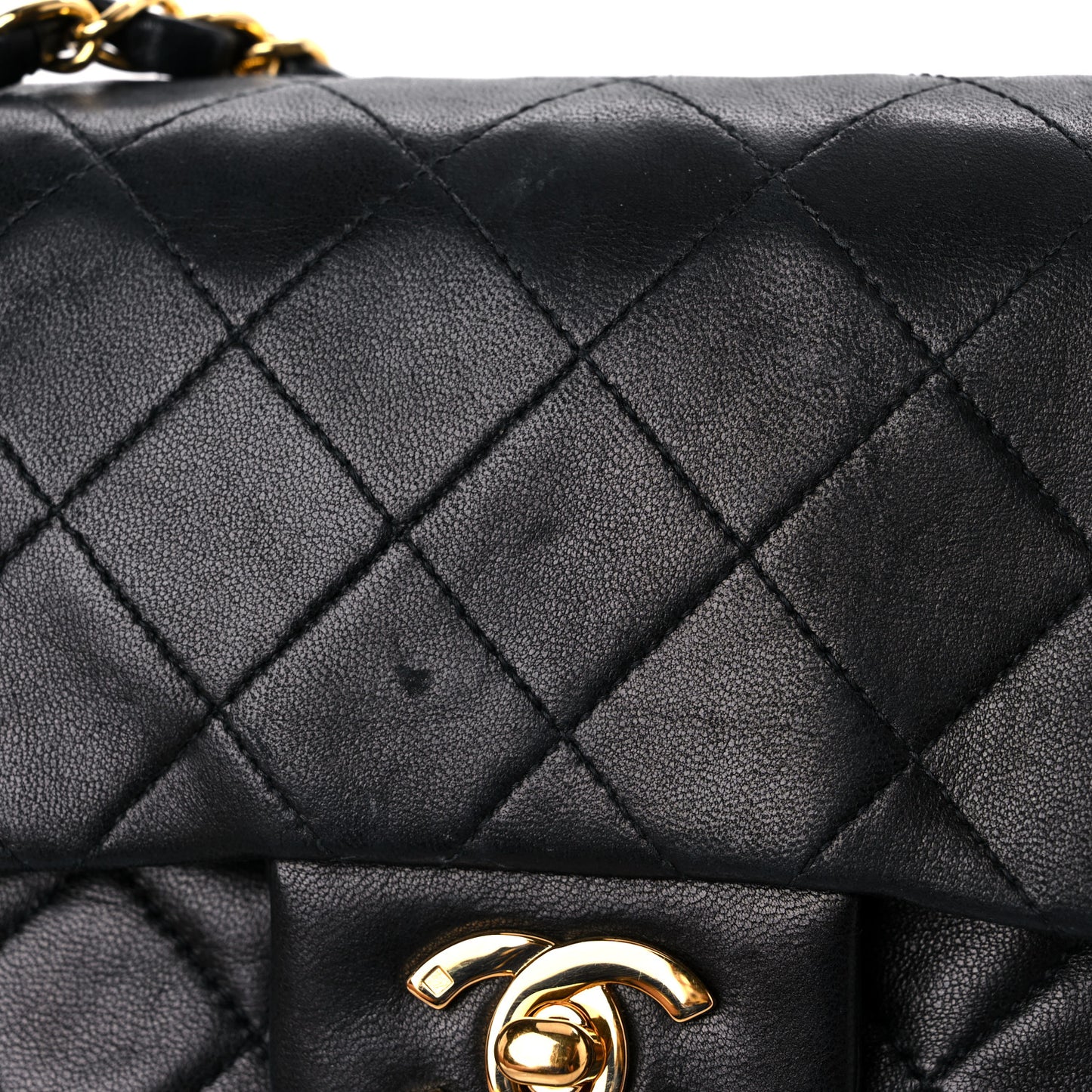 Lambskin Quilted Small Double Flap Black