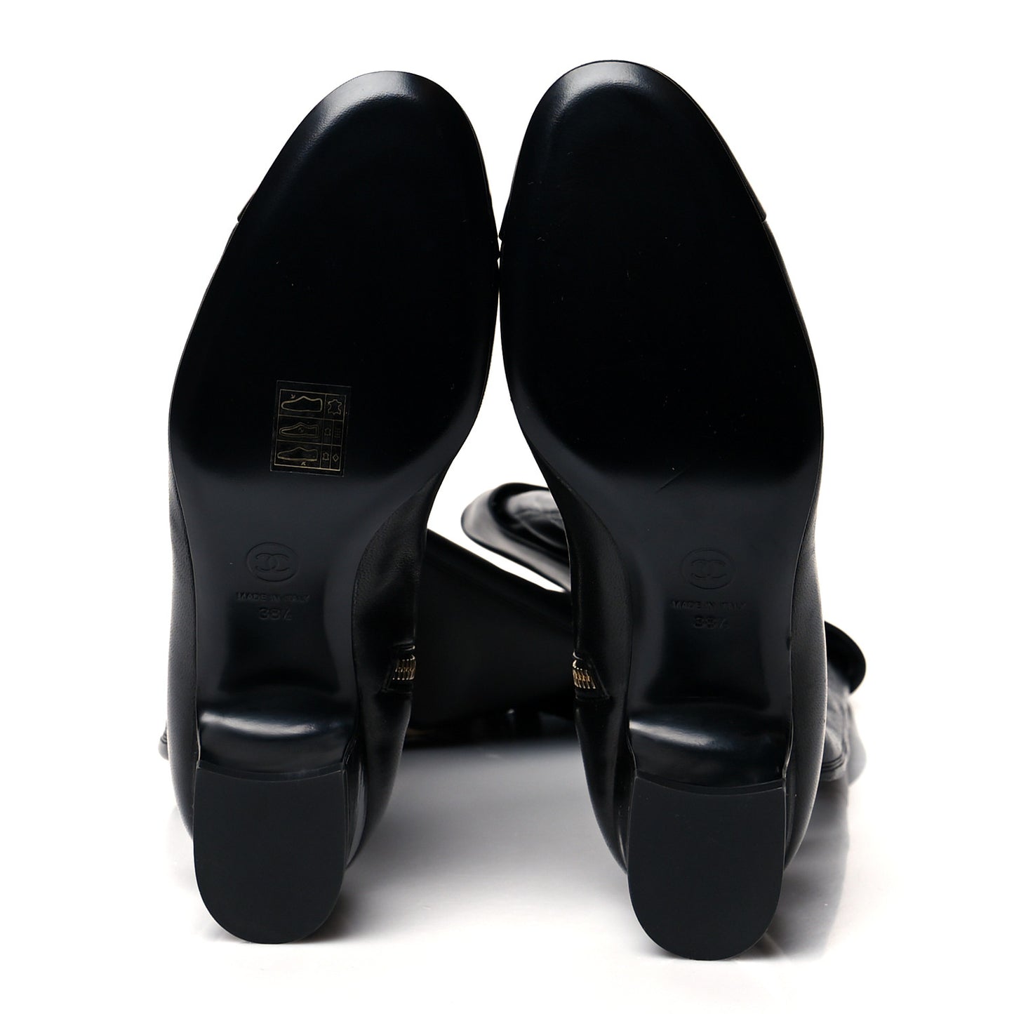 Lambskin Turnlock High Boots 38.5 Black