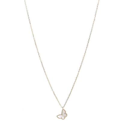Van Cleef & Arpels 18K Yellow Gold Mother of Pearl Sweet Alhambra Butterfly Pendant Necklace 1 of 7