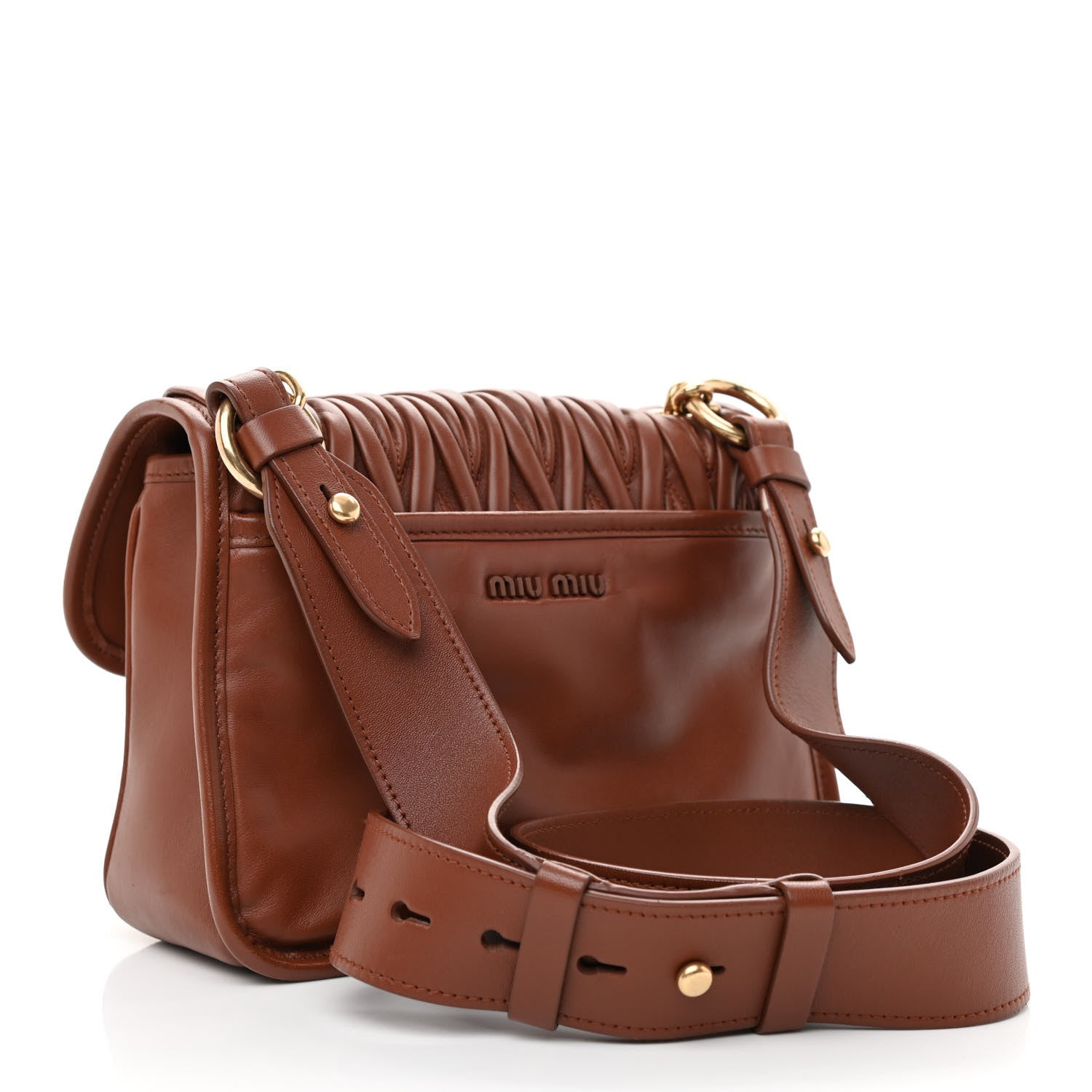 Miu Miu Lambskin Matelasse Shoulder Bag Tabacco 3 of 7