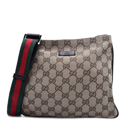 Gucci Monogram Web Small Flat Messenger Bag Brown 1 of 10