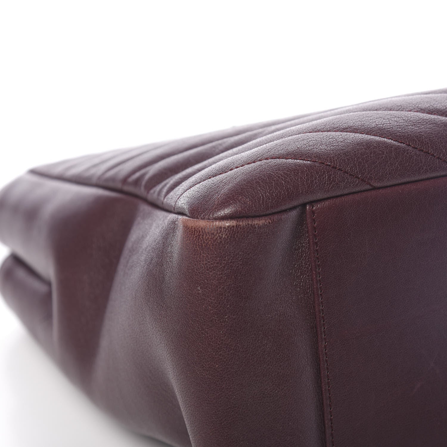 Saint Laurent Sheepskin Matelasse Chevron Large Monogram Shopping Bag Burgundy 8 of 11