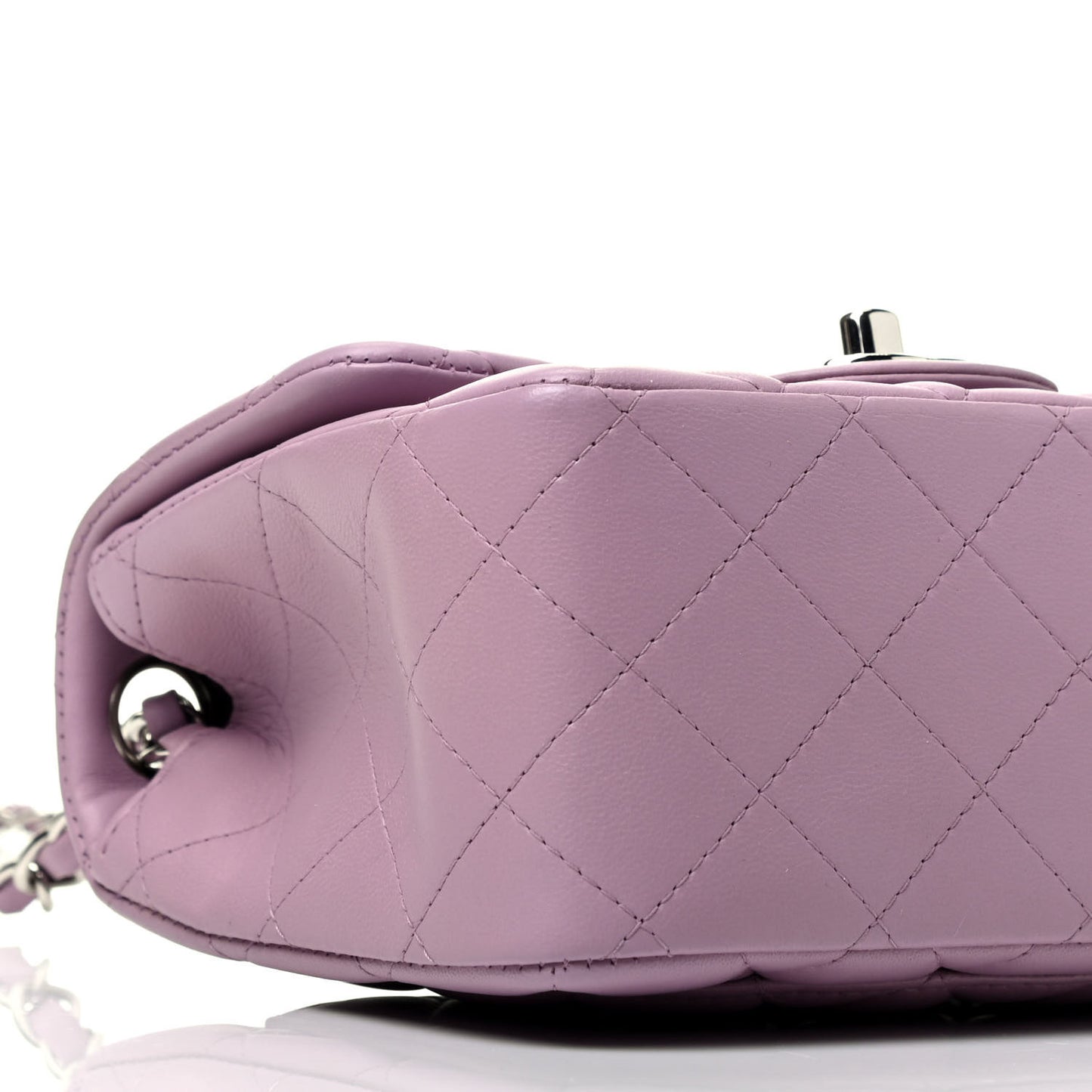 Lambskin Quilted Mini Square Flap Light Purple