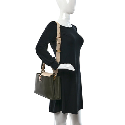Louis Vuitton Taurillon Capucines MM Smokey Brown Green Creme Pink 2 of 8