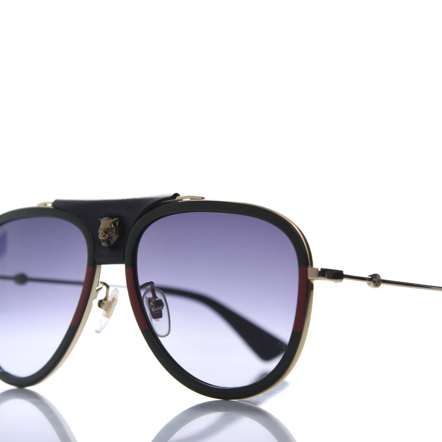 Gucci Web Aviator Sunglasses GG0062S Green Red 7 of 8