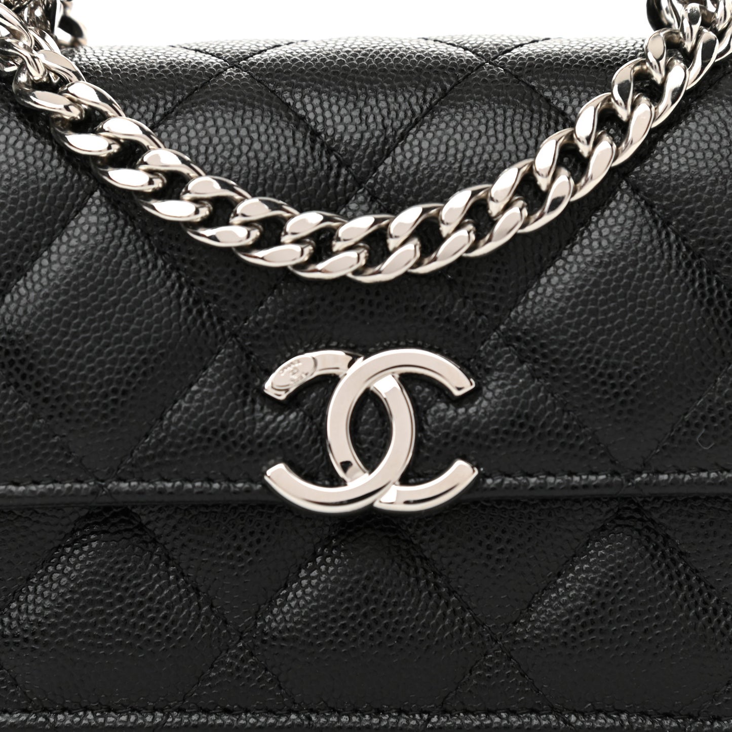 Caviar Quilted Pick Me Up Clutch With Chain Black