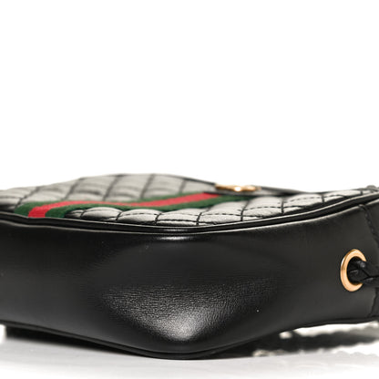 Gucci Calfskin Trapuntata Web Mini GG Shoulder Bag Black 10 of 12