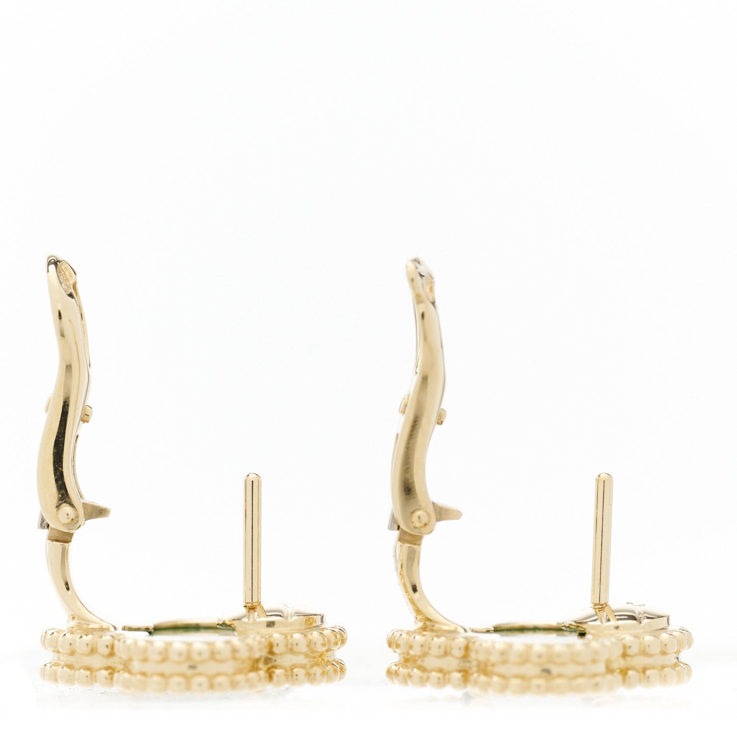 Van Cleef & Arpels 18K Yellow Gold Malachite Vintage Alhambra Earrings 5 of 10