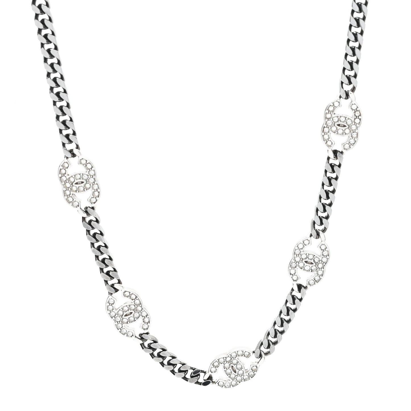 Ruthenium Crystal Chain CC Choker Silver