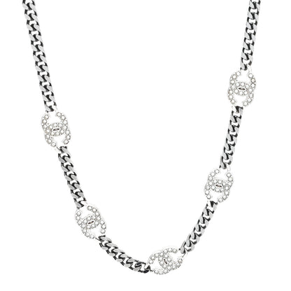 Chanel Ruthenium Crystal Chain CC Choker Silver 1 of 4