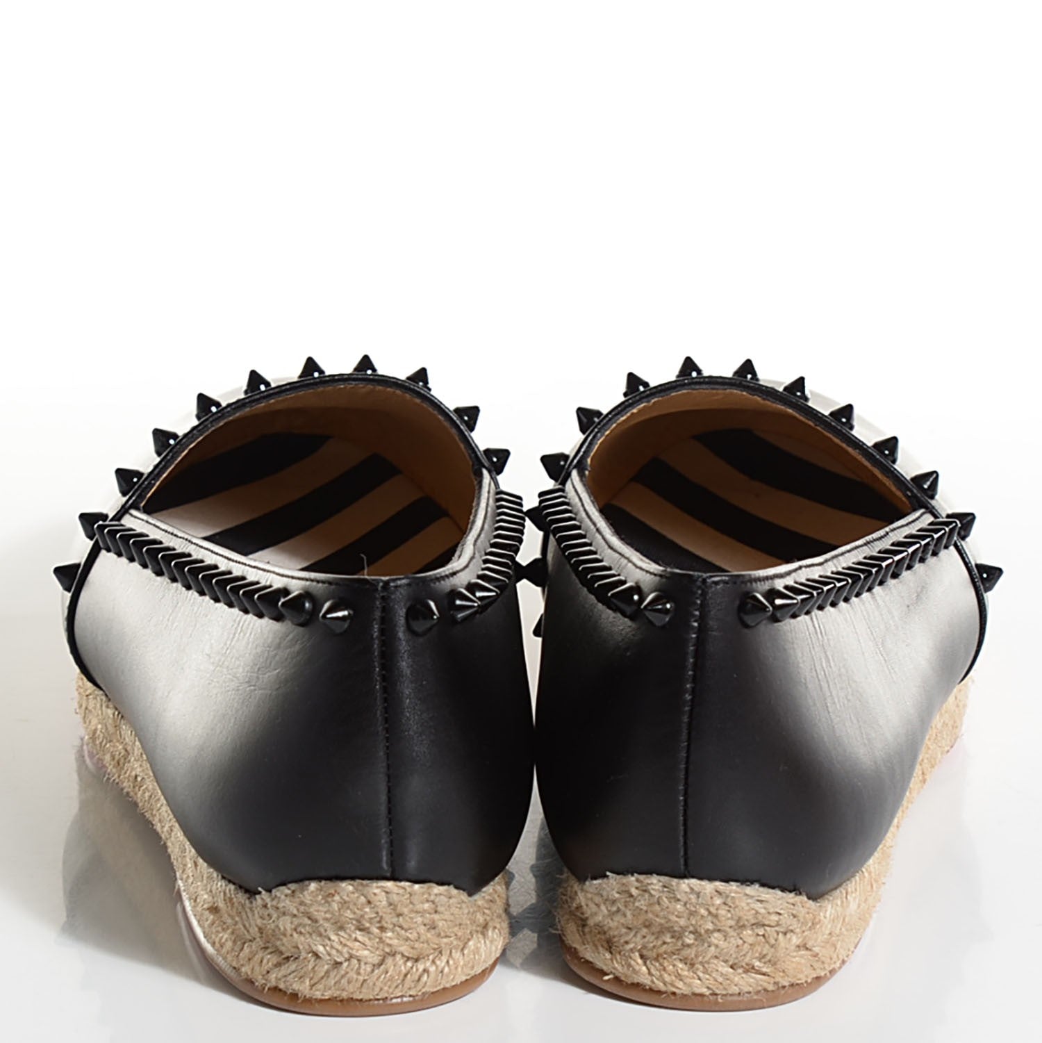 Christian Louboutin CHRISTIAN LOUBOUTIN Calfskin Ares Flat Espadrilles 41 11 Black 4 of 8