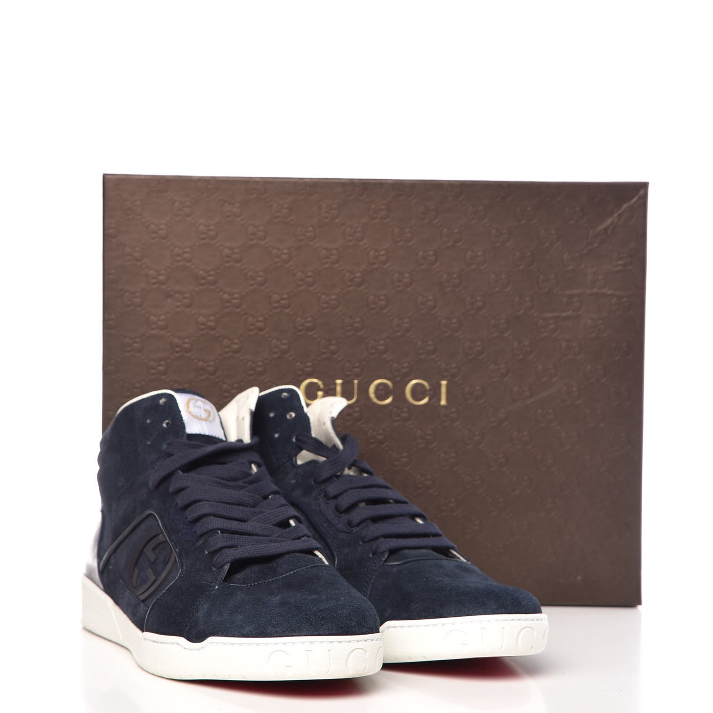 Suede Men's Interlocking G High Top Sneakers 10.5 Blue