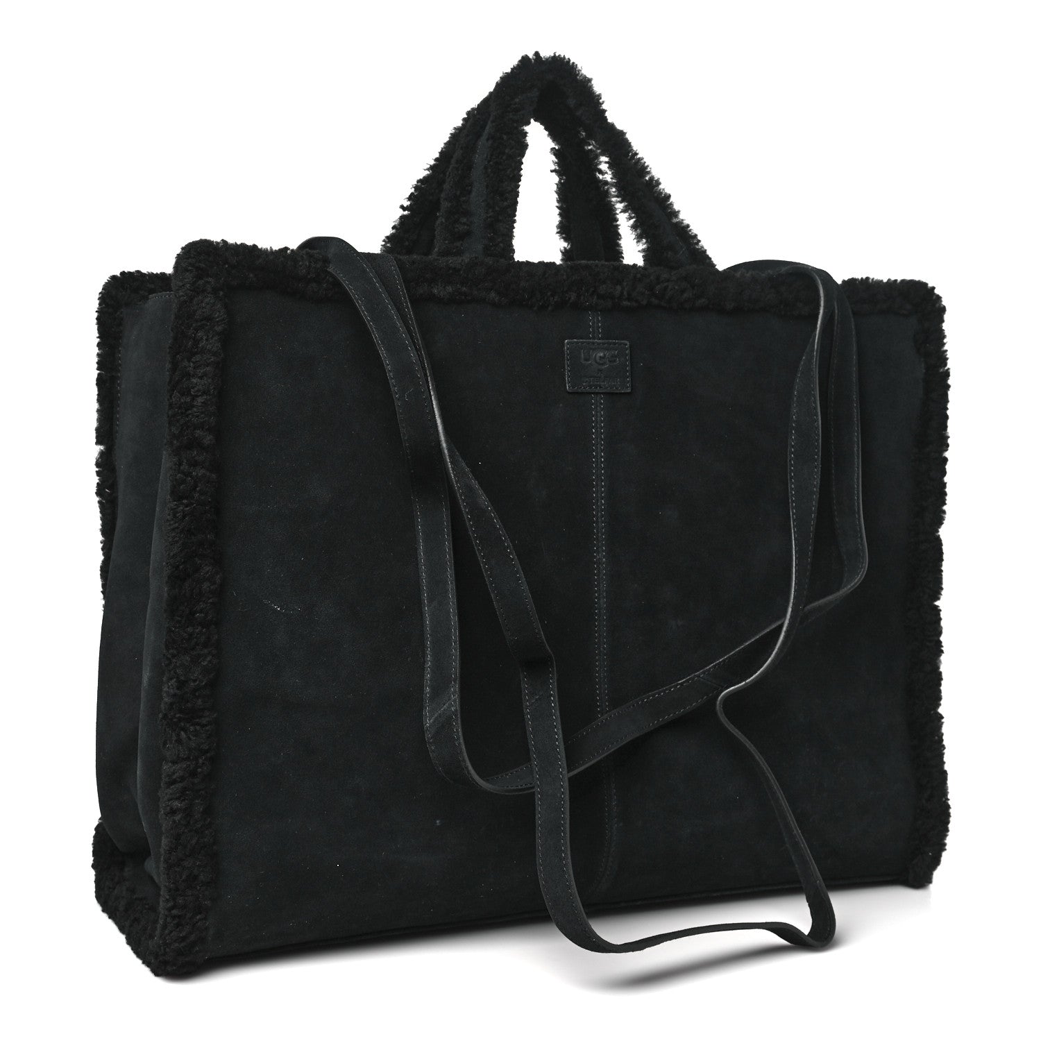 Telfar X UGG Suede Shearling Large Shopping Bag Black 3 of 11