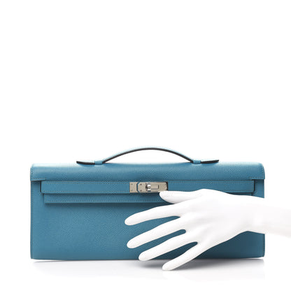 Hermes Epsom Kelly Cut Clutch Pochette Turquoise 2 of 10