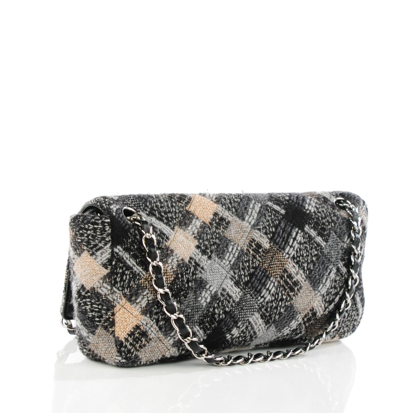 Woven Tweed CC Flap Black Grey