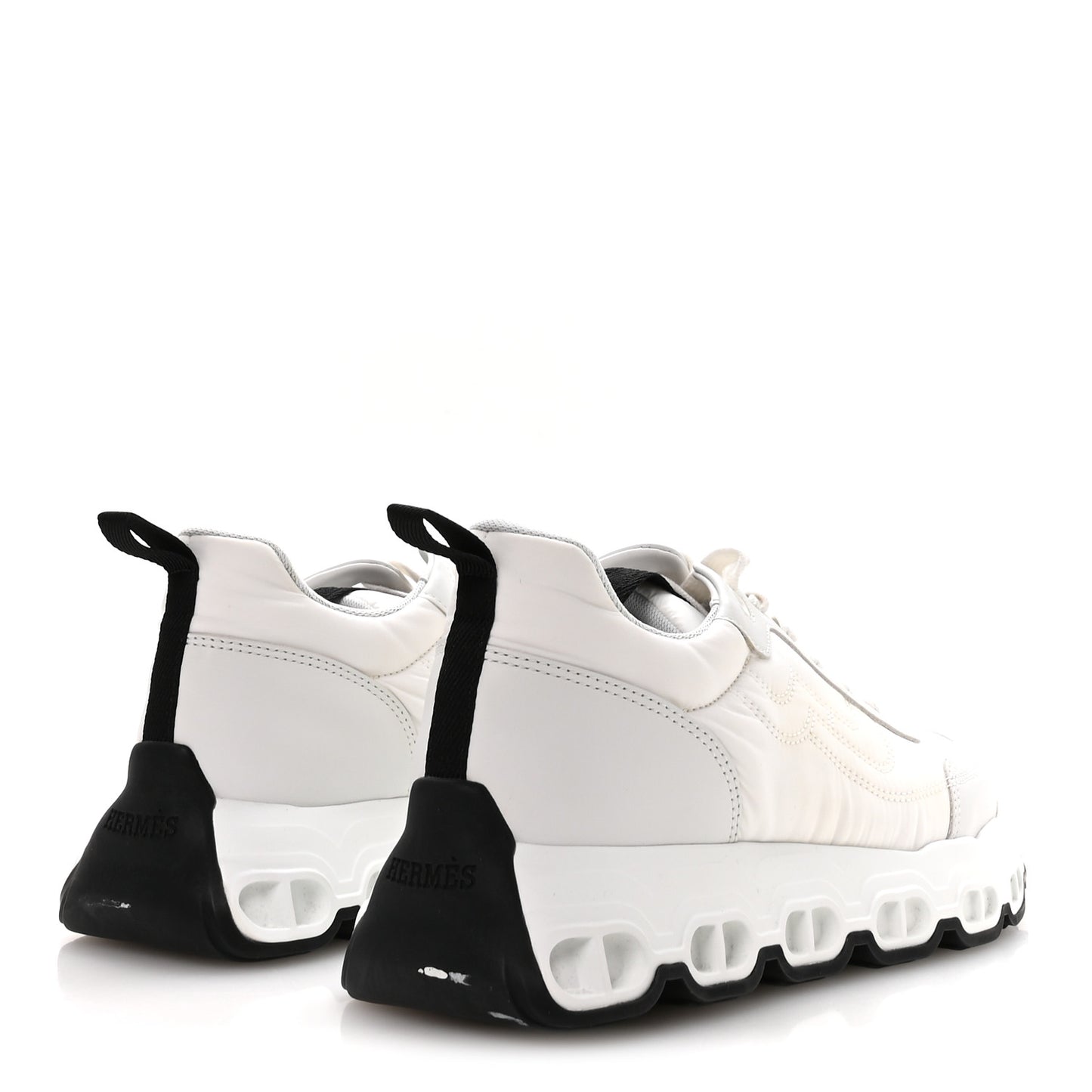 Parachute Fabric Calfskin Impulse Sneakers 38.5 White