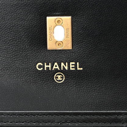 Chanel Lambskin Quilted Pearl Crush Clutch With Chain Black 5 of 11