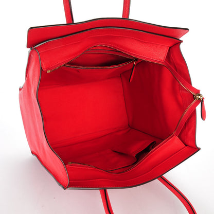 Celine Drummed Calfskin Mini Luggage Coquelicot 5 of 8