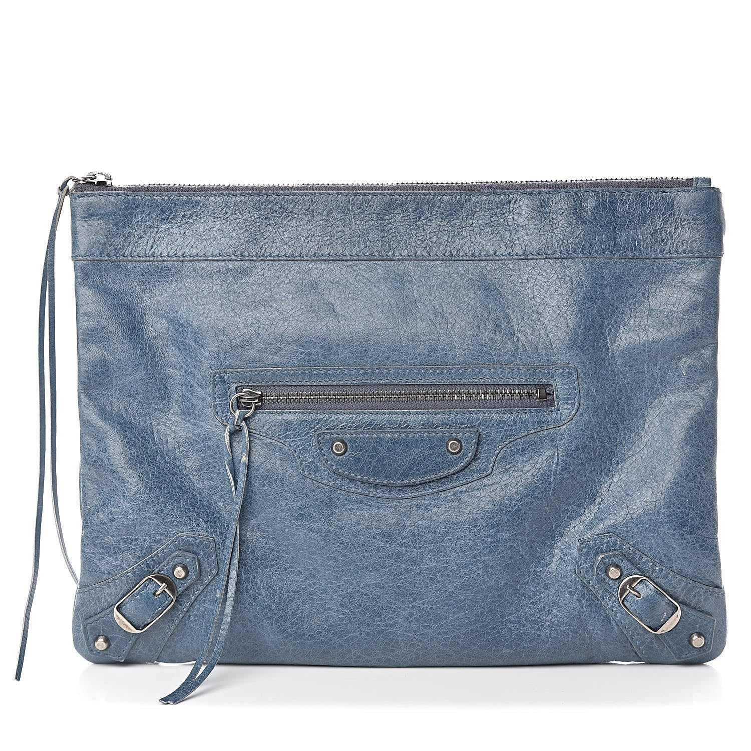 Balenciaga Agneau Classic Hardware Zip Clutch Bleu Jean 1 of 12