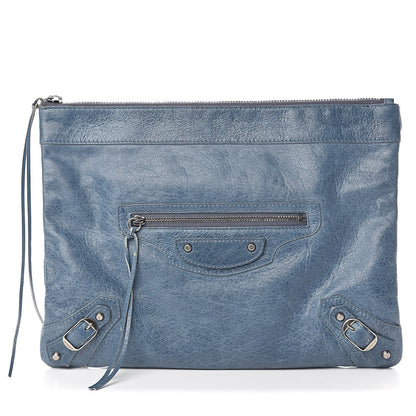 Balenciaga Agneau Classic Hardware Zip Clutch Bleu Jean 1 of 12