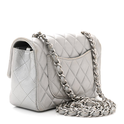 Chanel Metallic Lambskin Quilted Mini Rectangular Flap Silver 3 of 16