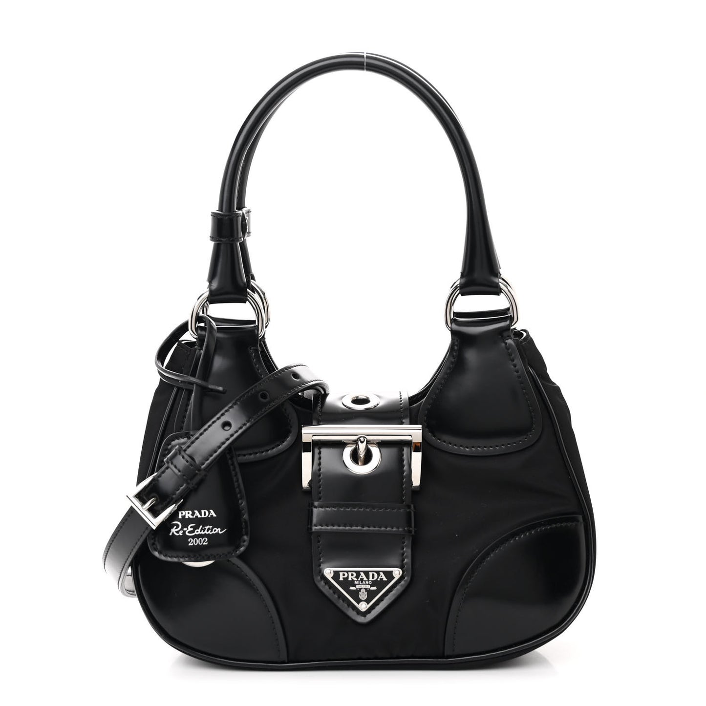Re-Nylon Spazzolato Re-Edition 2002 Moon Bag Black