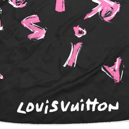 Louis Vuitton Silk Tassel Scarf Pink Black 3 of 6