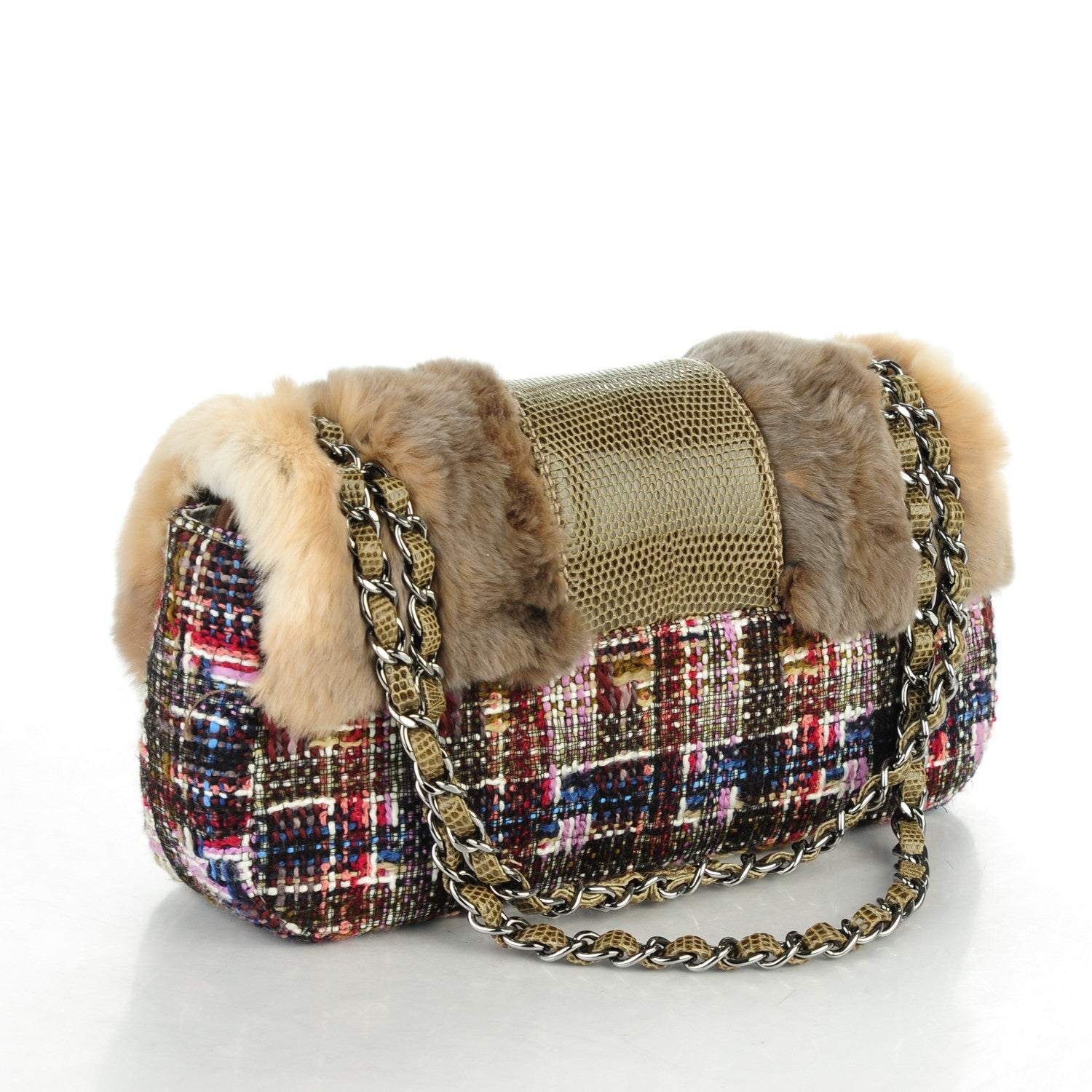 Chanel Rabbit Fur Tweed Lizard Small Fantasy Flap Multicolor 3 of 7