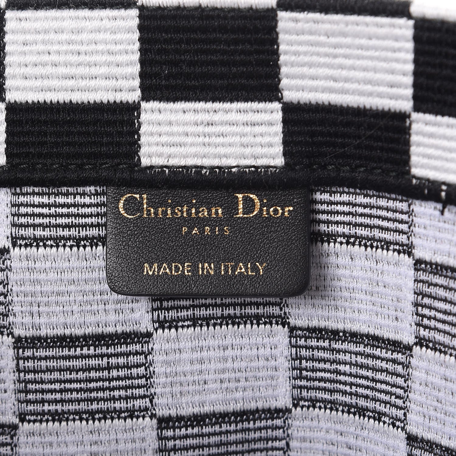 Christian Dior Canvas Embroidered Checkered Book Tote Black White 6 of 9