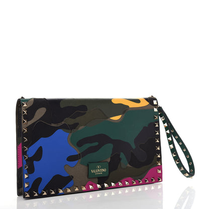 Valentino Garavani Nappa Canvas Camouflage Rockstud Wristlet Clutch Multicolor 3 of 6