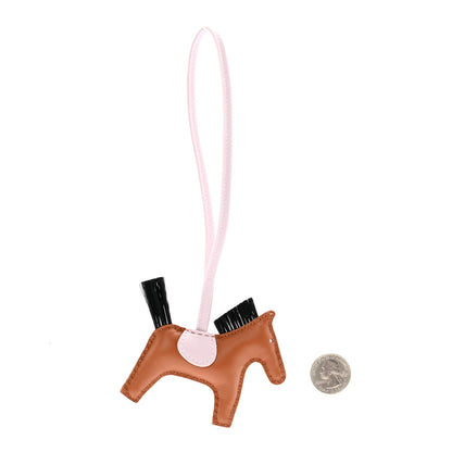 Hermes Milo Lambskin Horse Hair Grigri Rodeo Horse Bag Charm PM Gold Mauve Pale Black 2 of 5