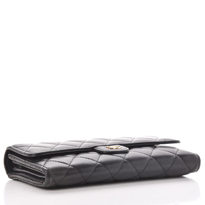 Chanel Lambskin Quilted Large Gusset Flap Wallet Black 4 of 14