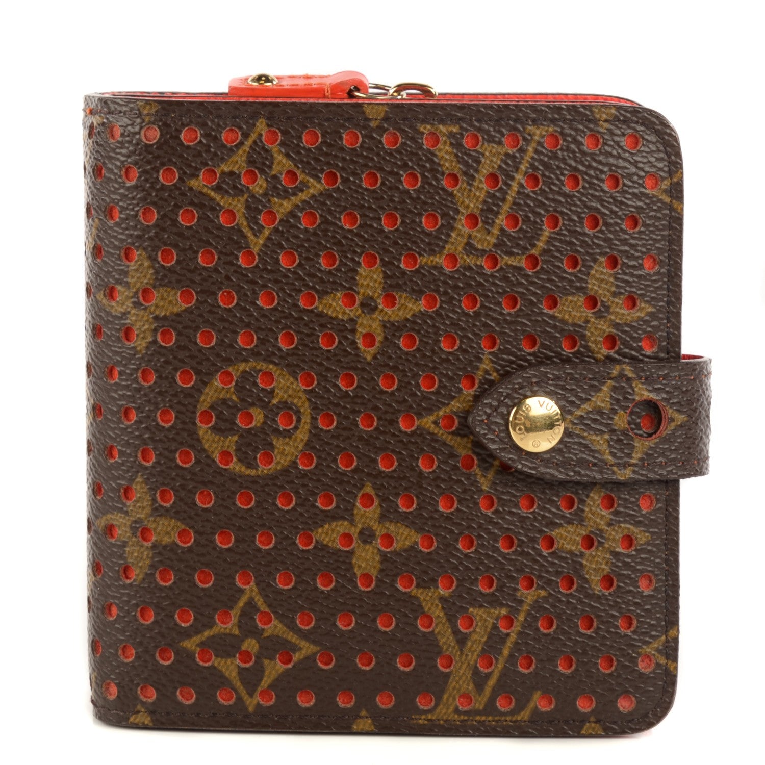 Louis Vuitton Monogram Perforated Compact Zipped Wallet Orange 1 of 7
