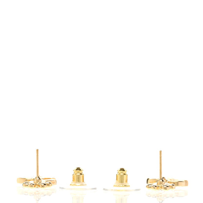 Chanel Crystal CC Flower Drop Earrings Gold 3 of 5