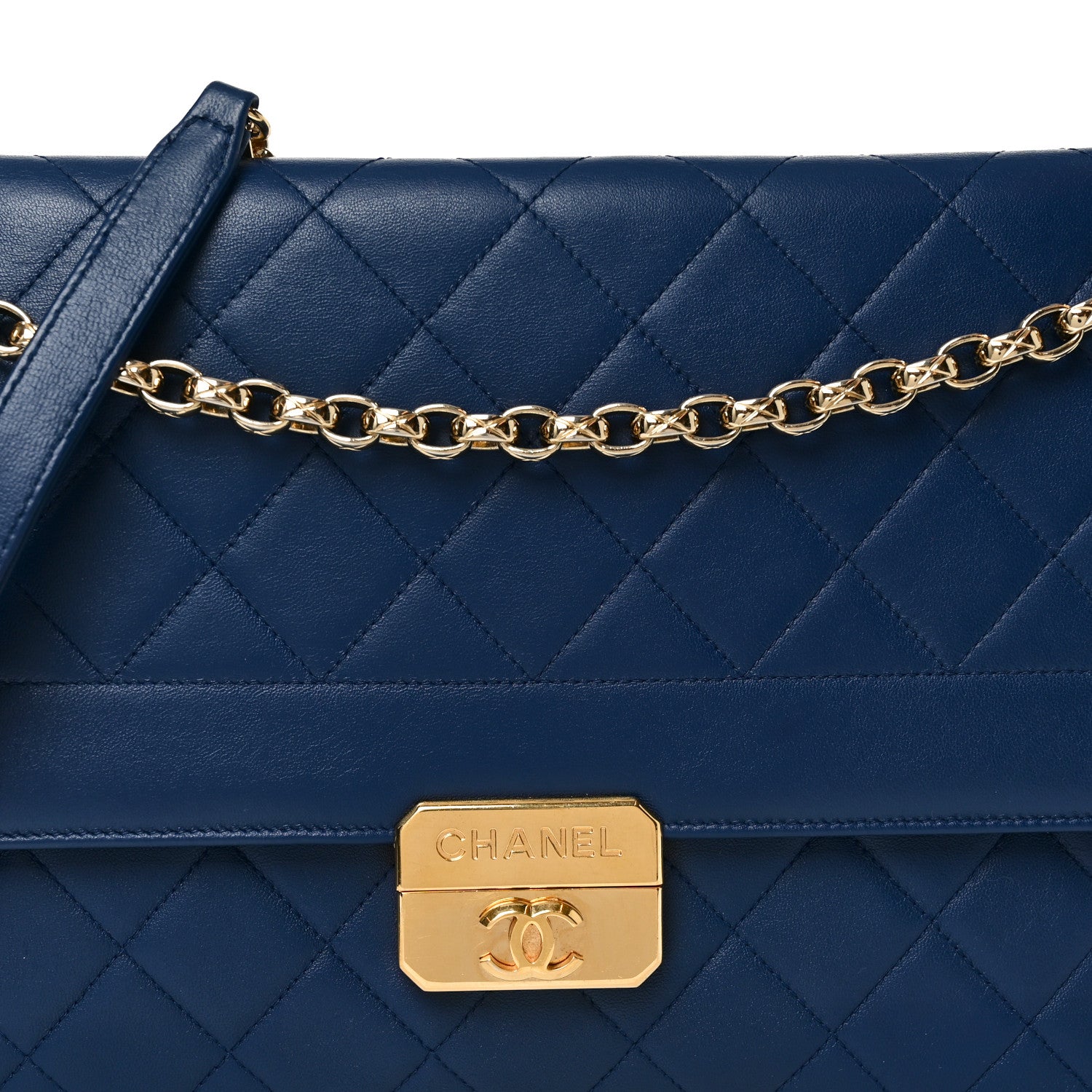 Chanel Lambskin Quilted Large Chic With Me Flap Navy 1885898