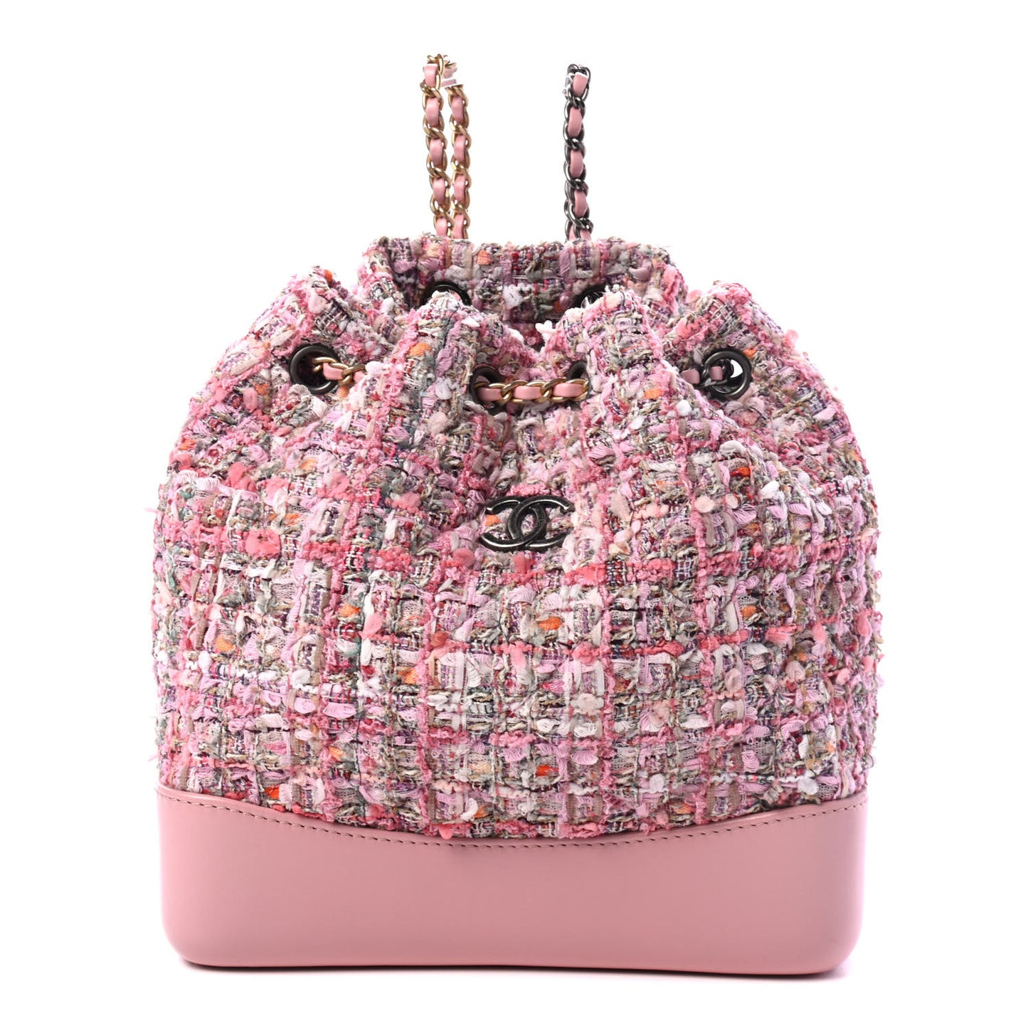 Tweed Calfskin Quilted Gabrielle Backpack Pink