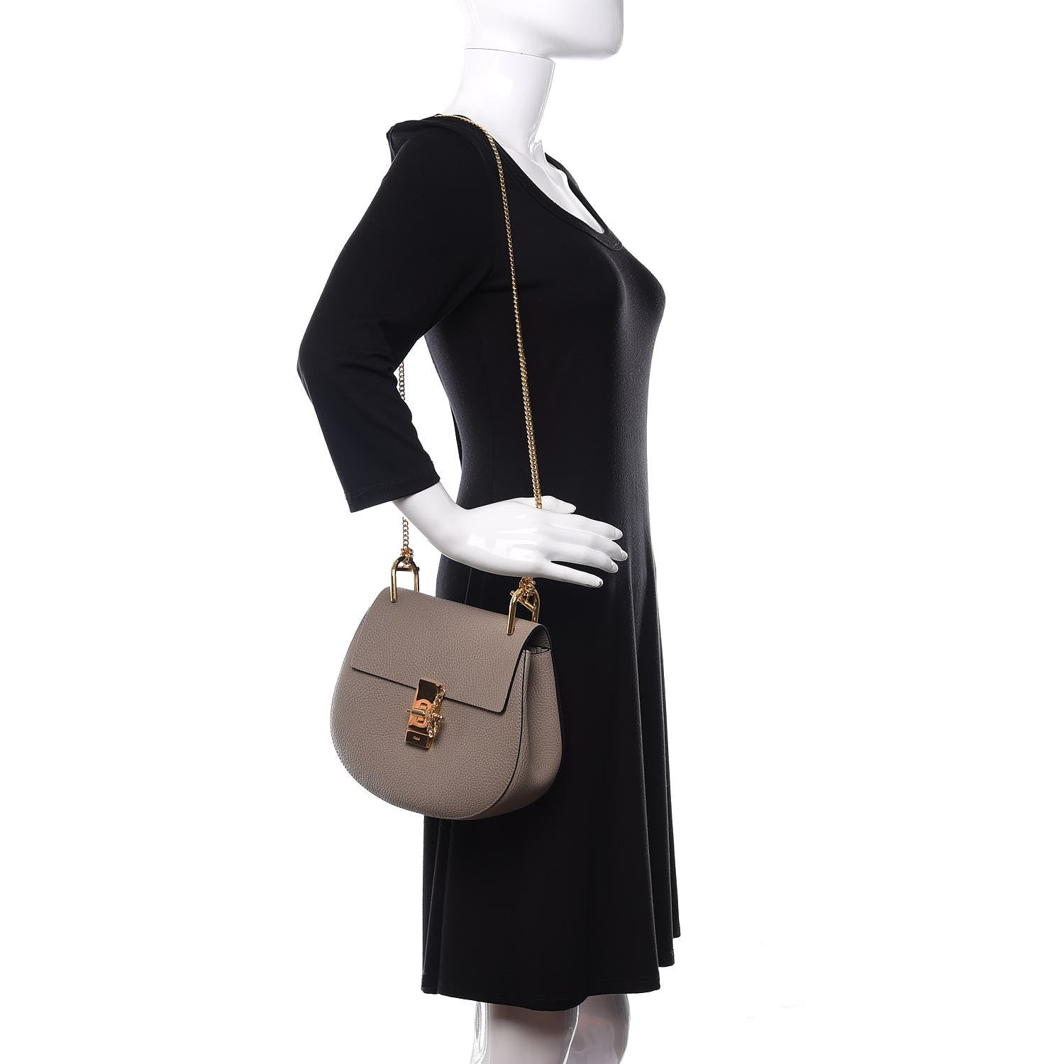 Chloe Grained Lambskin Mini Drew Shoulder Bag Motty Grey 2 of 10