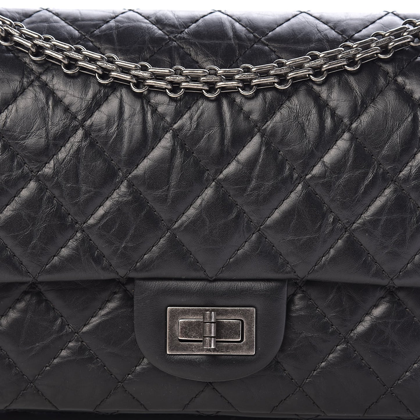 Aged Calfskin Quilted 2.55 Reissue 225 Flap Black