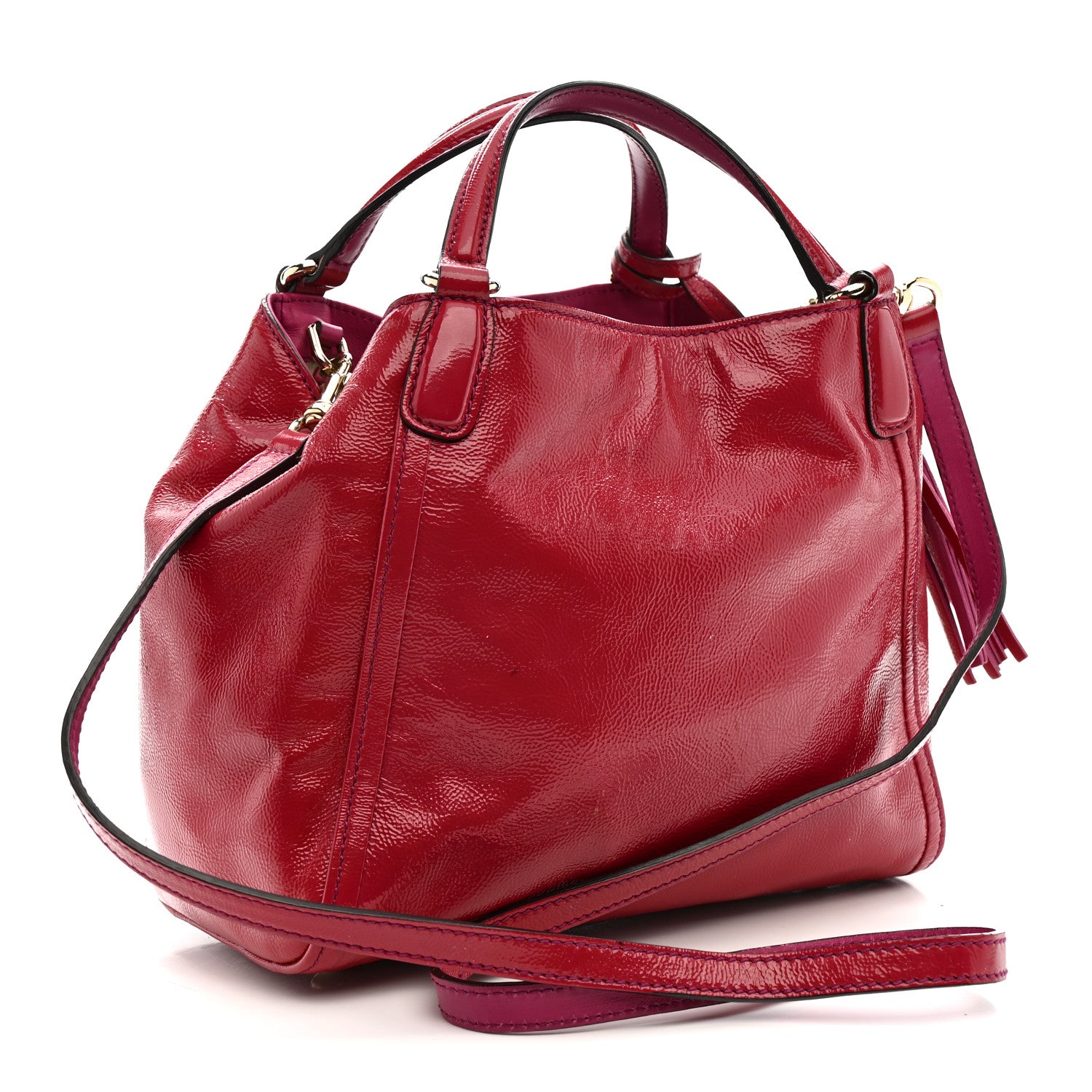 Gucci Patent Small Soho Shoulder Bag Bright Bougainvillea 3 of 14