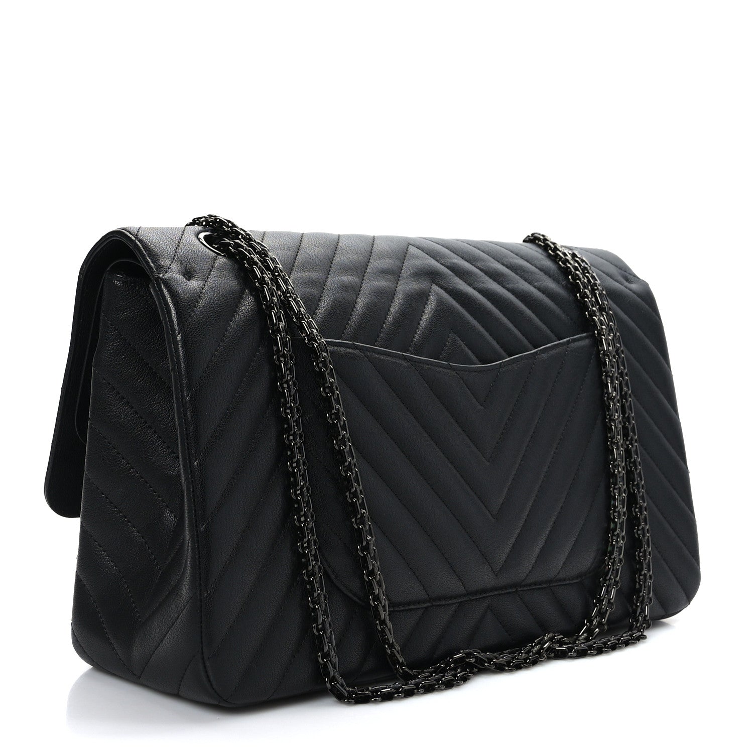 Chanel Sheepskin Chevron Quilted 2.55 Reissue 227 Flap So Black 3 of 9