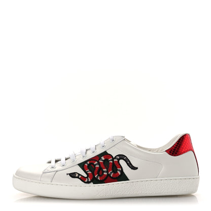 Gucci Calfskin Ayers Kingsnake Embroidered Mens Ace Sneakers 11.5 Green Red 1 of 12