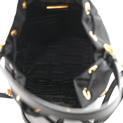 Prada Saffiano Tessuto Nylon Mini Bucket Crossbody Bag Black 5 of 12