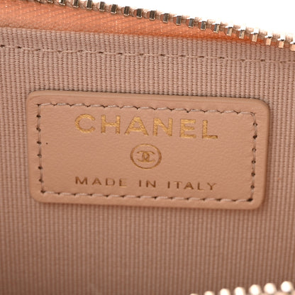 Chanel Caviar Quilted CC Zip Around Card Holder Beige 6 of 8