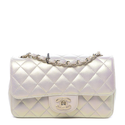 Chanel Iridescent Lambskin Quilted Mini Rectangular Flap Ivory 1 of 11
