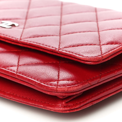 Chanel Lambskin Quilted Wallet on Chain WOC Red 11 of 22